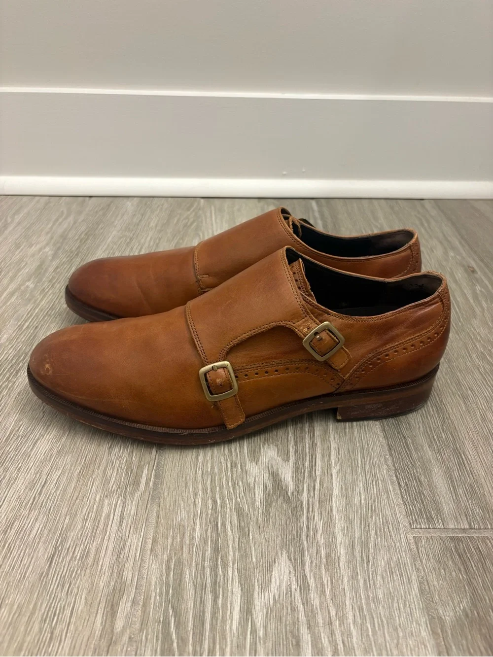 Cole Haan Men's Double Monk Strap Leather Dress Shoes - Brown